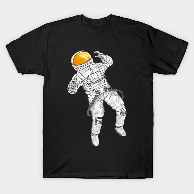 Astronaught Floating in Space T-Shirt by DesignsBySaxton